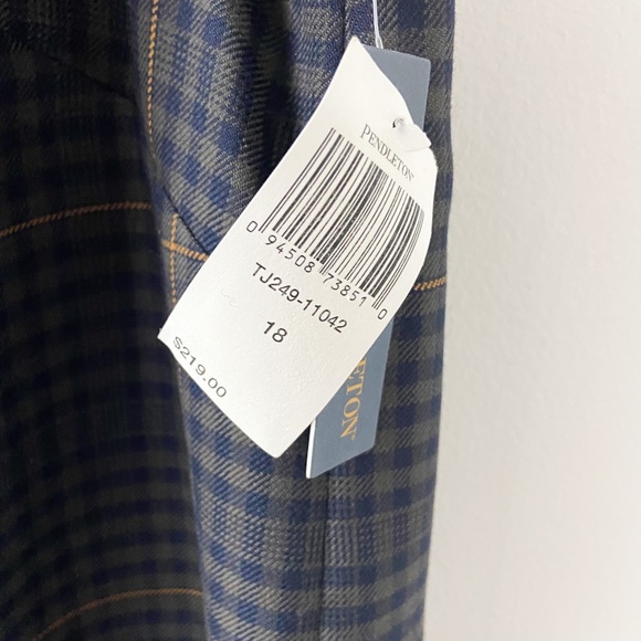 Pendleton vintage 100% wool tartan print dress, shift dress, navy blue tartan - Picture 6 of 10